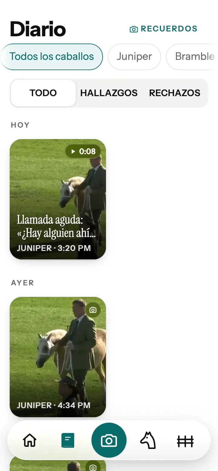 El Diario en la app Neigh, con una traducción guardada y fotos.