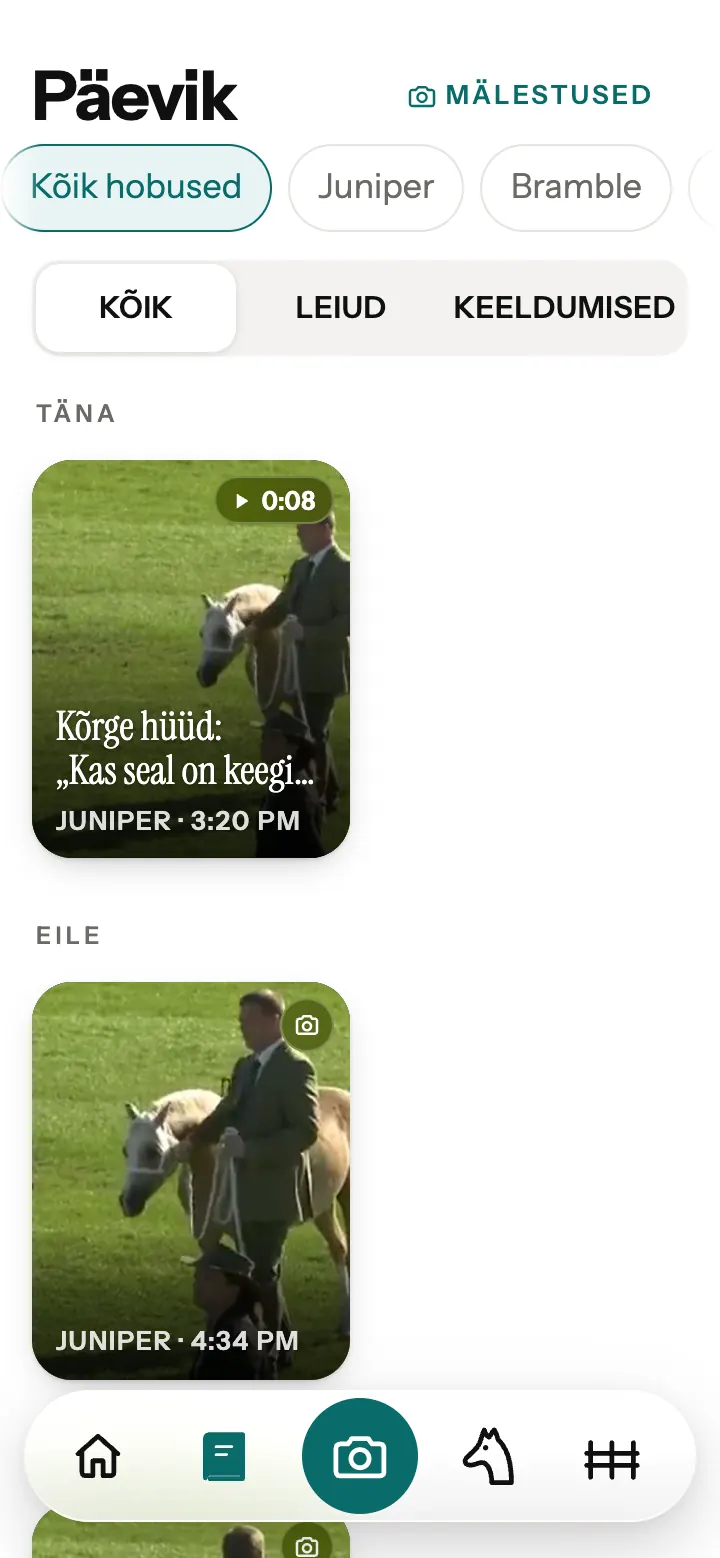 Neighi rakenduse päevik salvestatud tõlke ja fotodega.