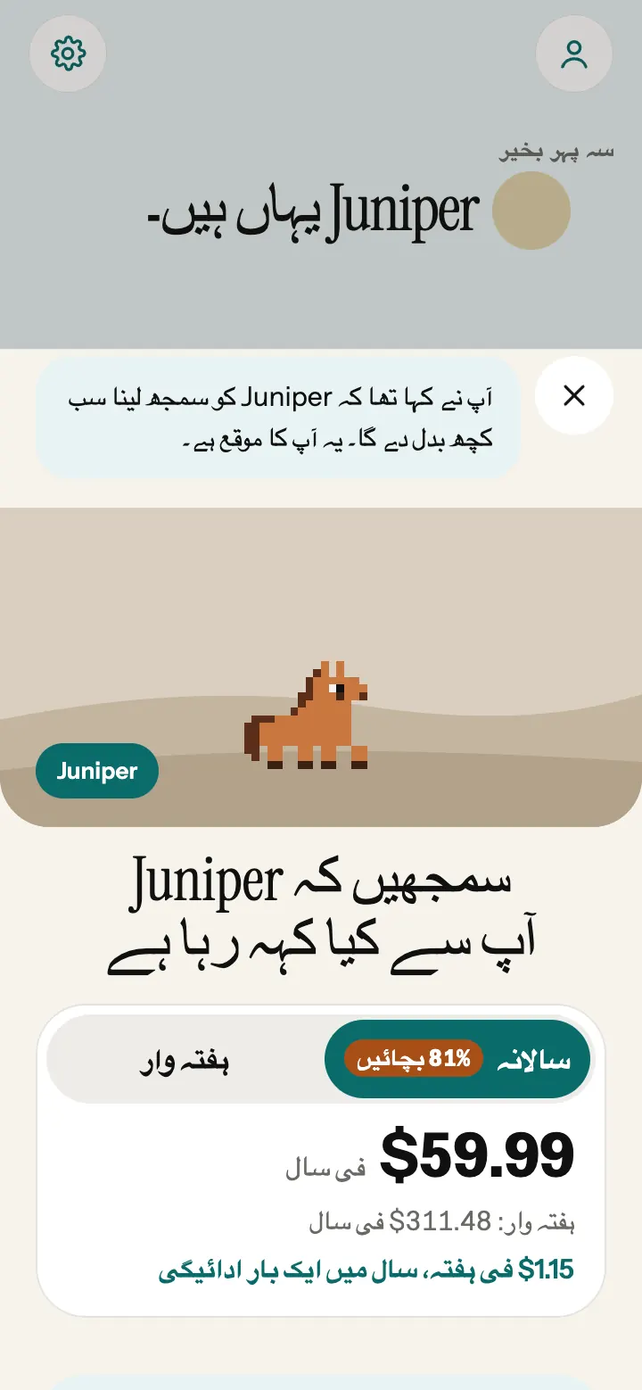 ایپ میں Neigh Plus کی پلان شیٹ، دونوں پلانز اور ان کی قیمتوں کے ساتھ۔